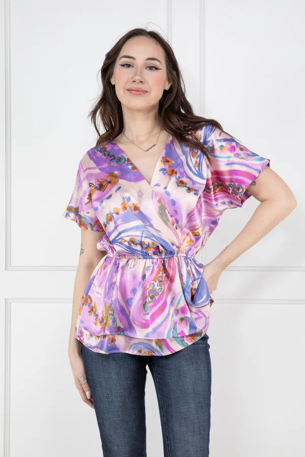 Add A Little Color Women's Bold Tiered Short Sleeve Top