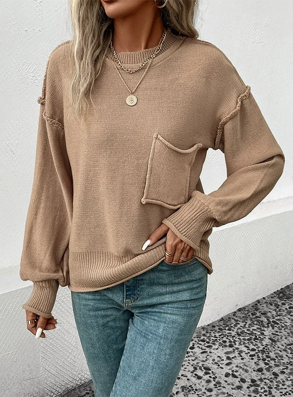 FASHION LONG SLEEVE SOLID COLOR AUTUMN SWEATER