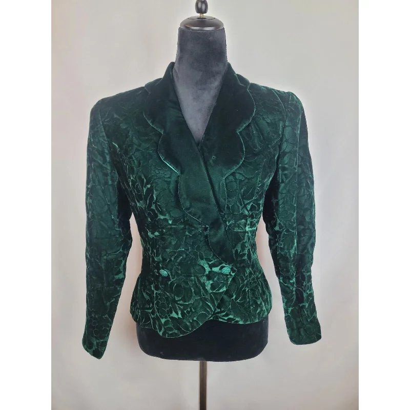 Vintage Scott McClintock Green Floral Burnout Velvet Gothcore Blazer Jacket Sz 6