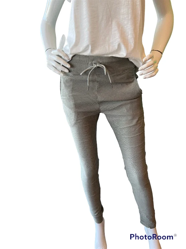 Flog -Shely Drawstring Pants - Sage Herringbone