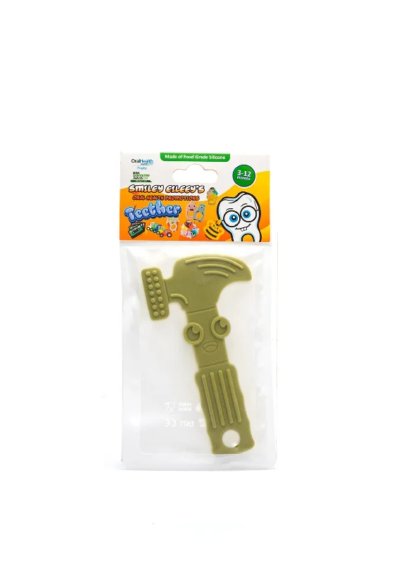 Smiley Eileeys Hammer Tool Teether, Olive Green