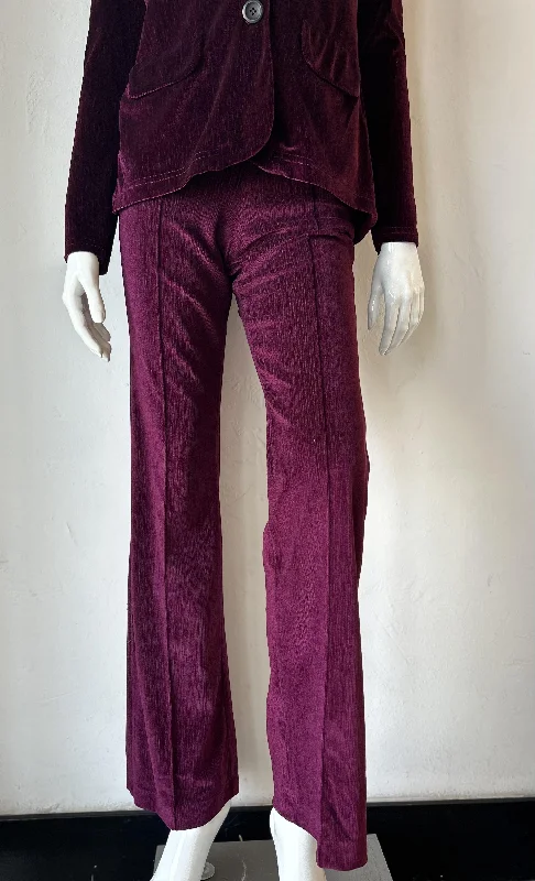 Veronica M- Velvet Pintuck Pant- Merlot Velvet