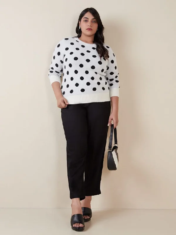 Gia Curves White Polka-Dot Sweater Top