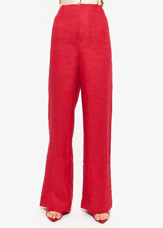 Iracemi High Rise Linen Pant Campari