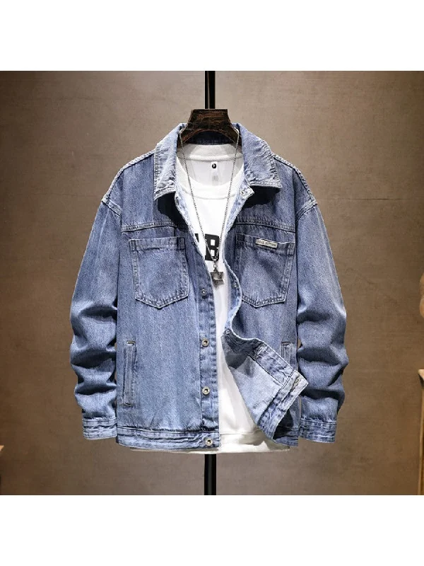 Long Sleeve Single Breasted Men's Denim Jackets