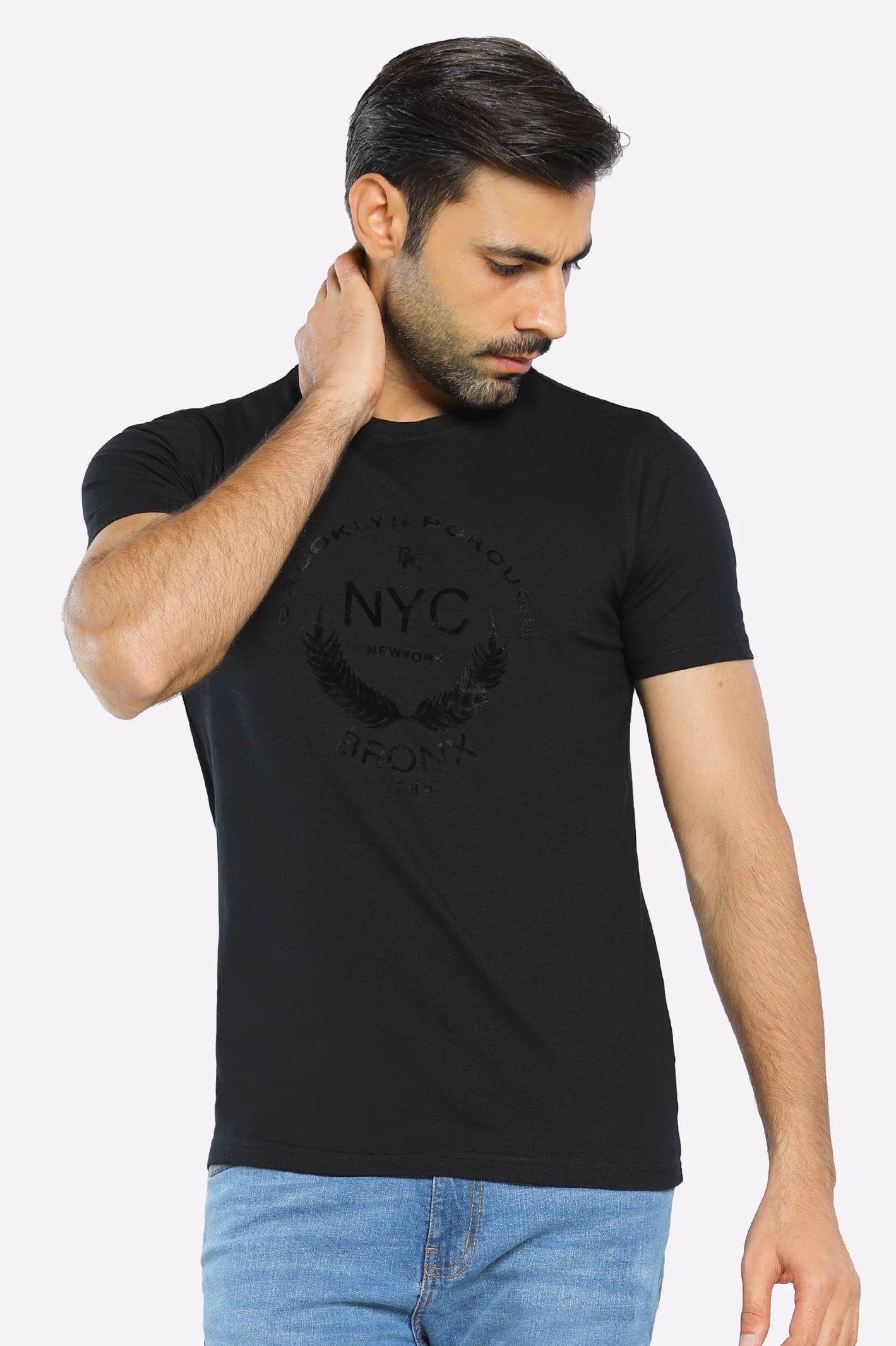 Black Graphic Printed Tees