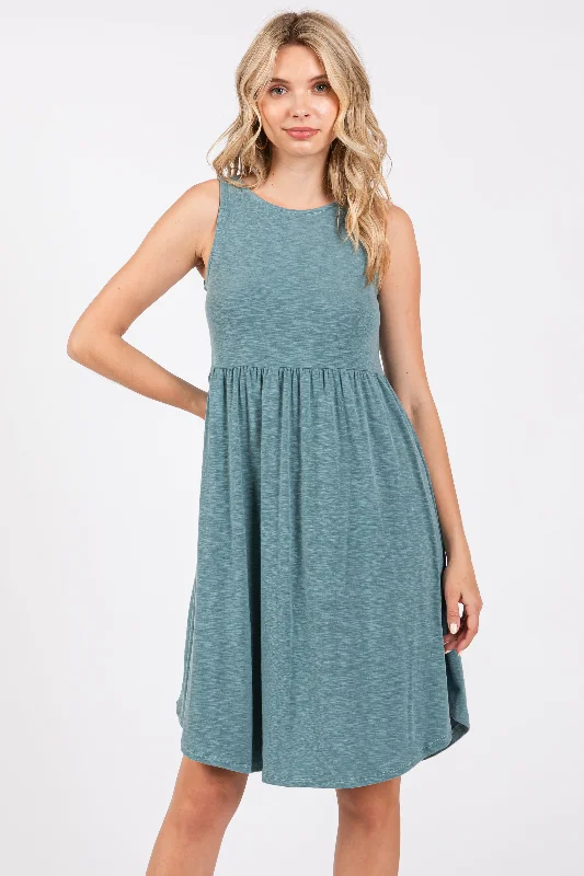 Teal Babydoll Sleeveless Dress