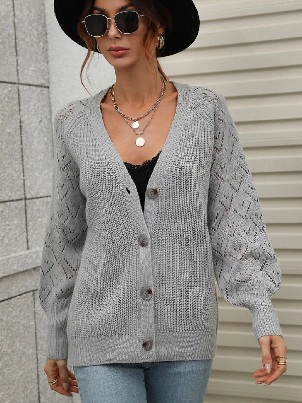 FASHION SINGLE-BREASTED KNITTED CARDIGAN LOOSE SWEATER