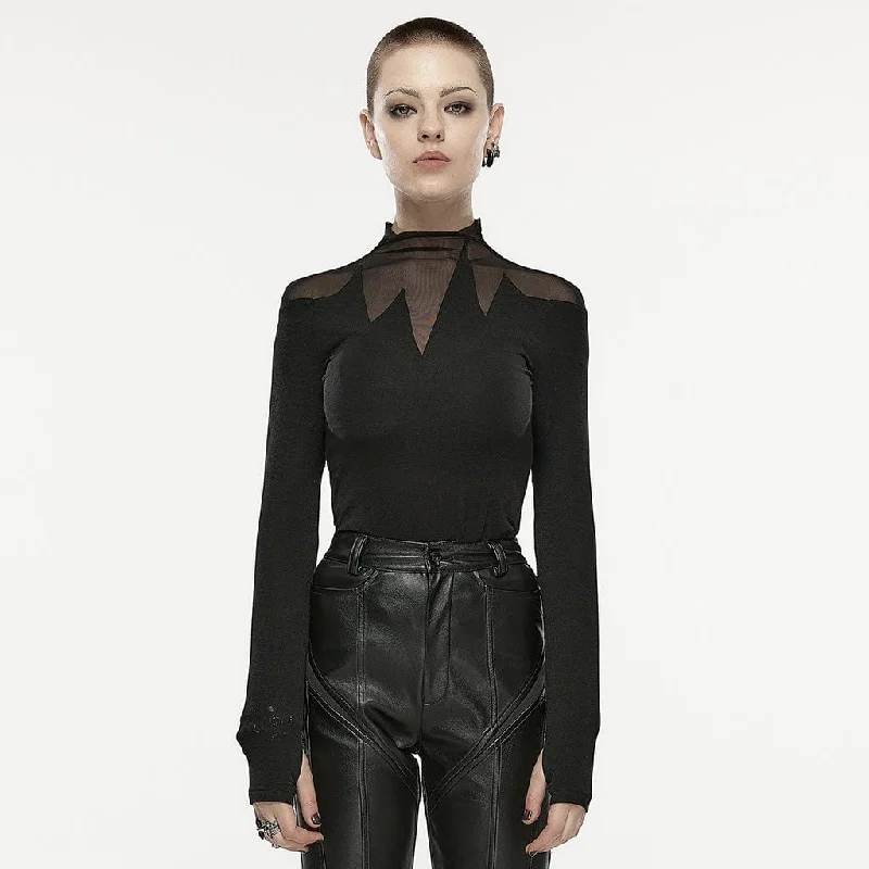 Women's Gothic Irregular Mesh Splice Shirt