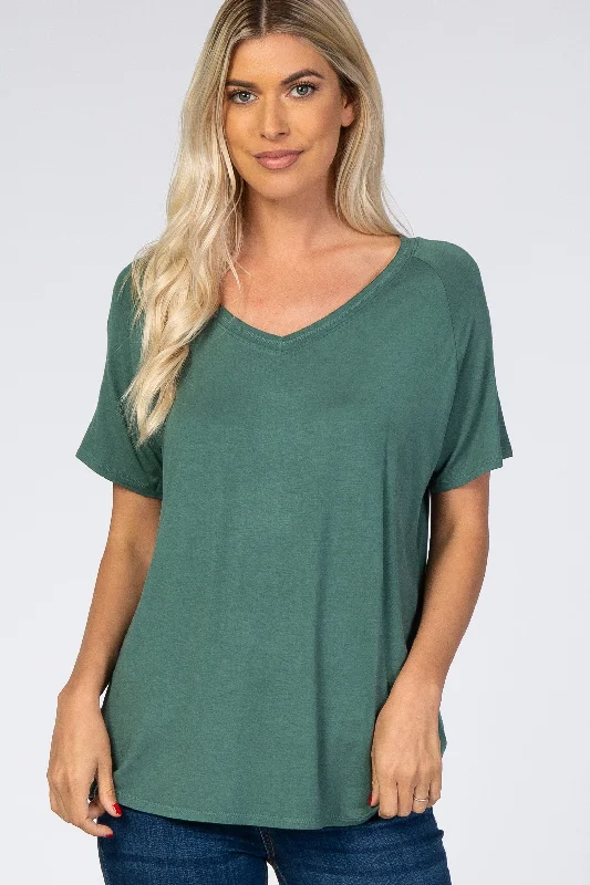 Teal V-Neck Short Sleeve Top