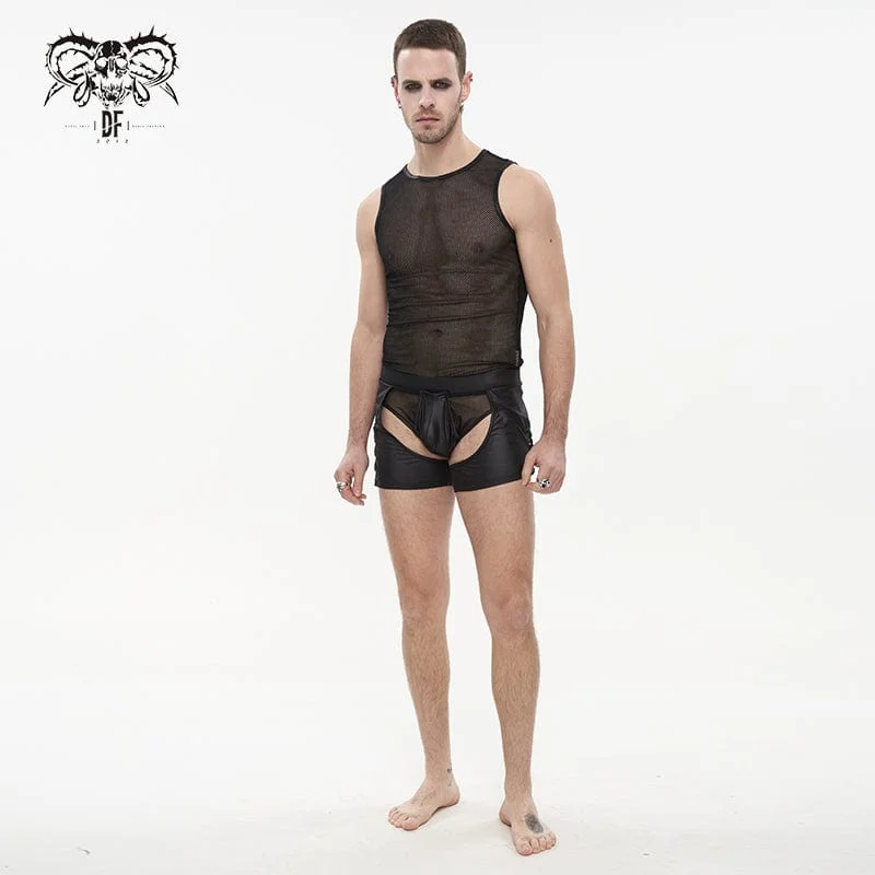 Men's Punk Cutout Mesh Splice Lingerie