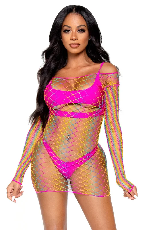 Long Sleeve Rainbow Net Chemise