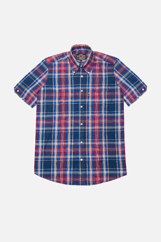 Trojan Records -  TC/1047 Navy Multi-check S/S B/D - Shirt