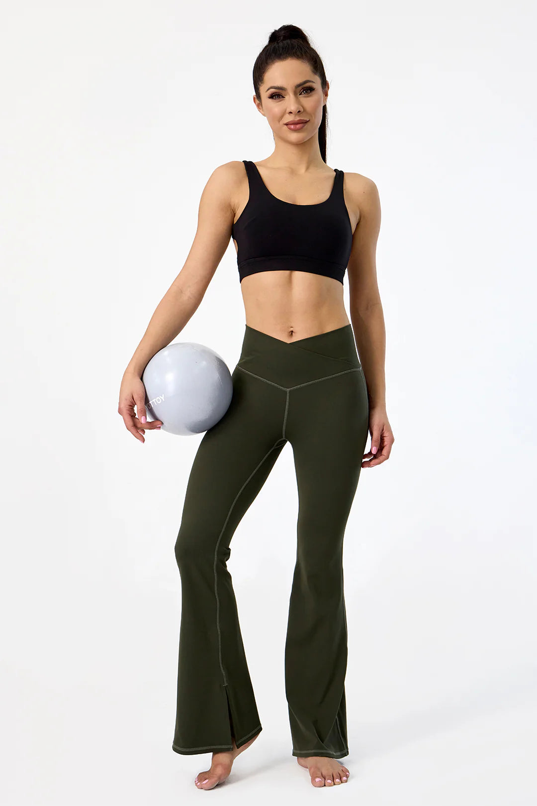 [Rexing x Peiliee Sport] Crossover High Waisted Flare Leggings with Pocket Yoga Pants