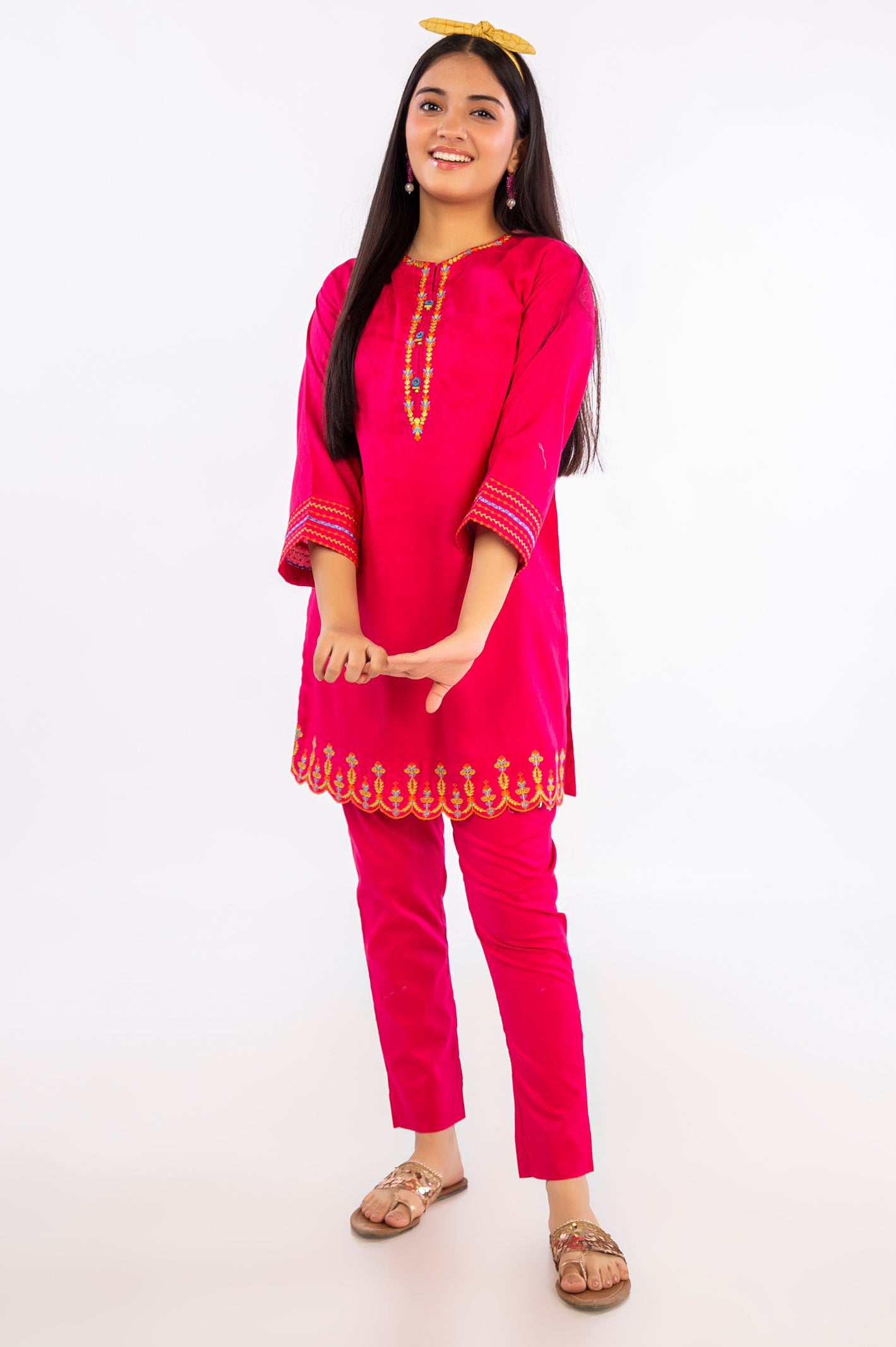 Pink Embroidered Teens 2PC