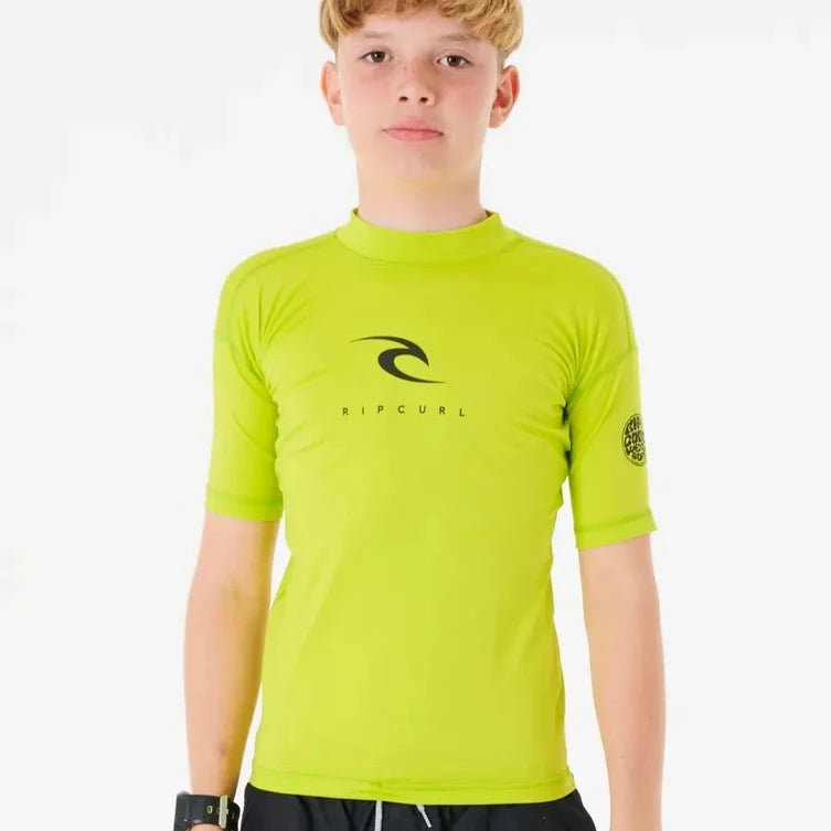 Ripcurl Boys Corp Short Sleeve UV Rashguard Sunshirt - Lime