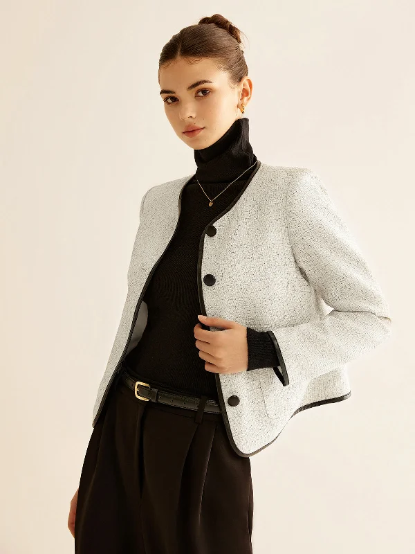 Elegant Contrast Trim Jacket