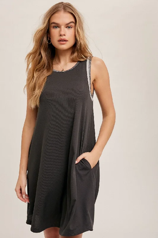 Charcoal Foil Detailed Dress