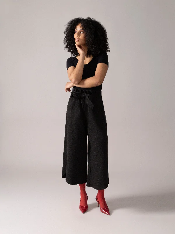 Tulip Hem Brushed Knit Pant in Charcoal Mix