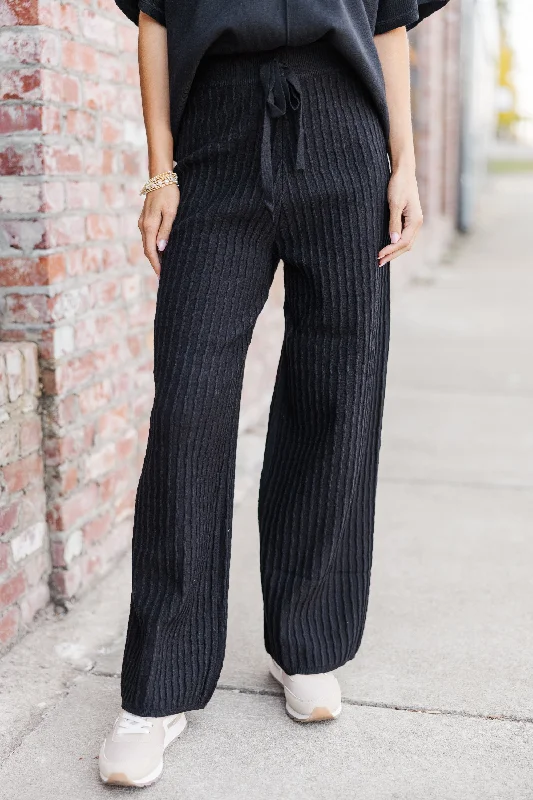 See It Through Black Ribbed Pants