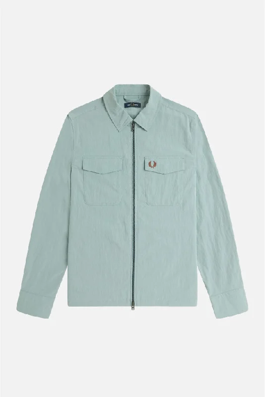 Fred Perry - M5684 Textured Zip Through Silver Blue - Overshirt