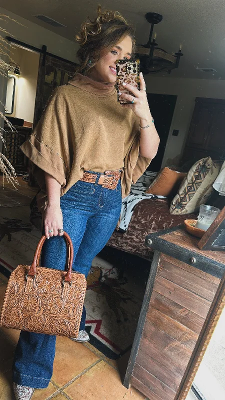 Oversized Studded Shirt ~ Camel