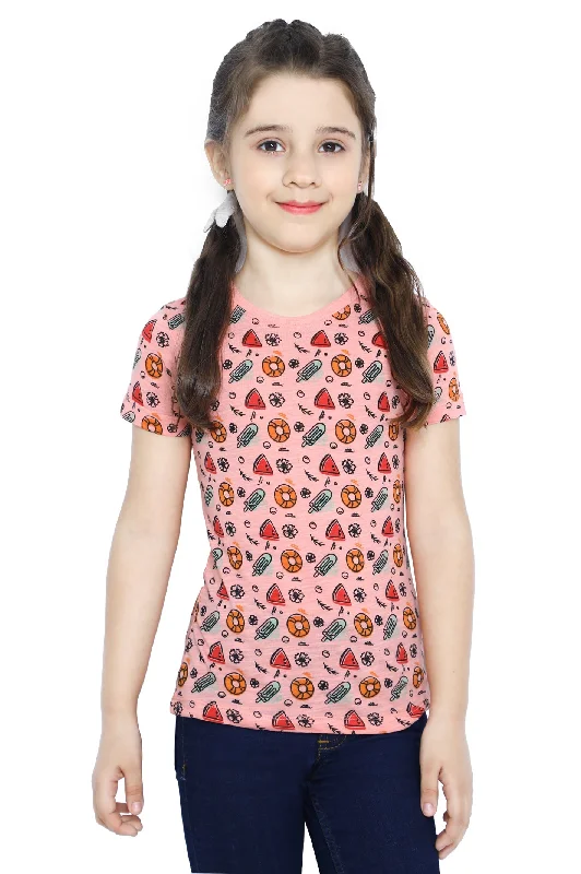 Girls T-Shirt In Peach SKU: KGA-0198-PEACH