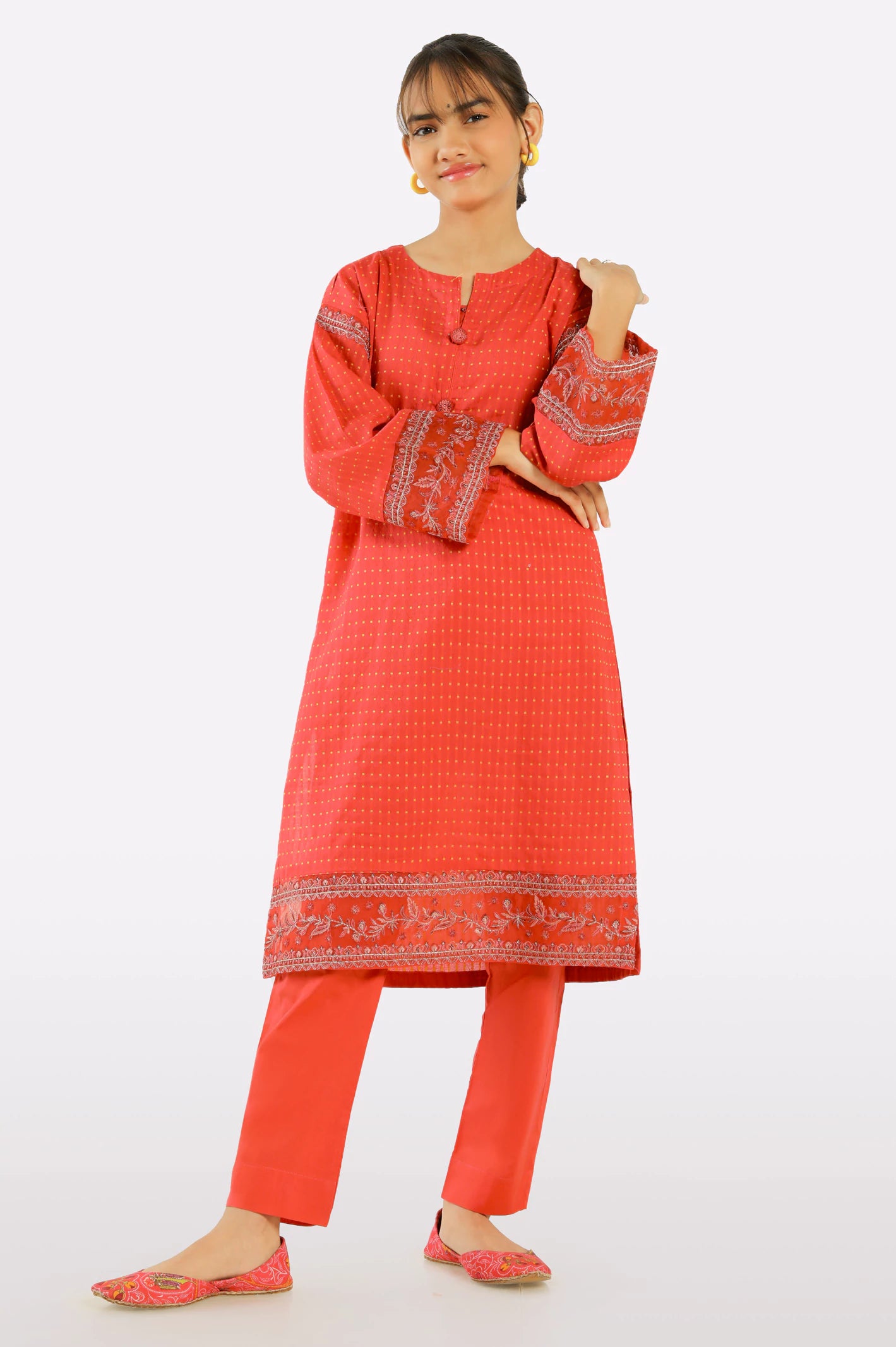 Coral Embroidered Teens 2PC