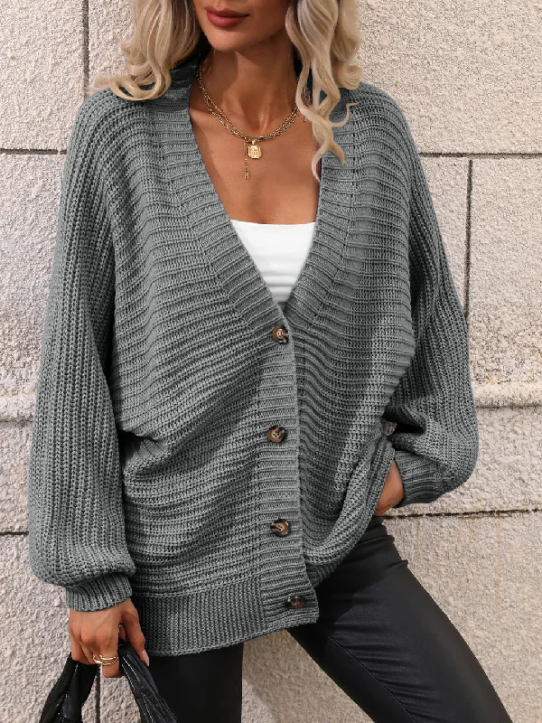 CLASSY SOLID COLOR KNITTED CARDIGAN LOOSE SWEATER