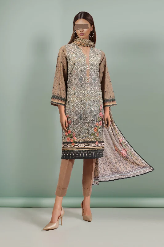 Unstitched Printed Lawn 2 Piece (Shirt/Dupatta)