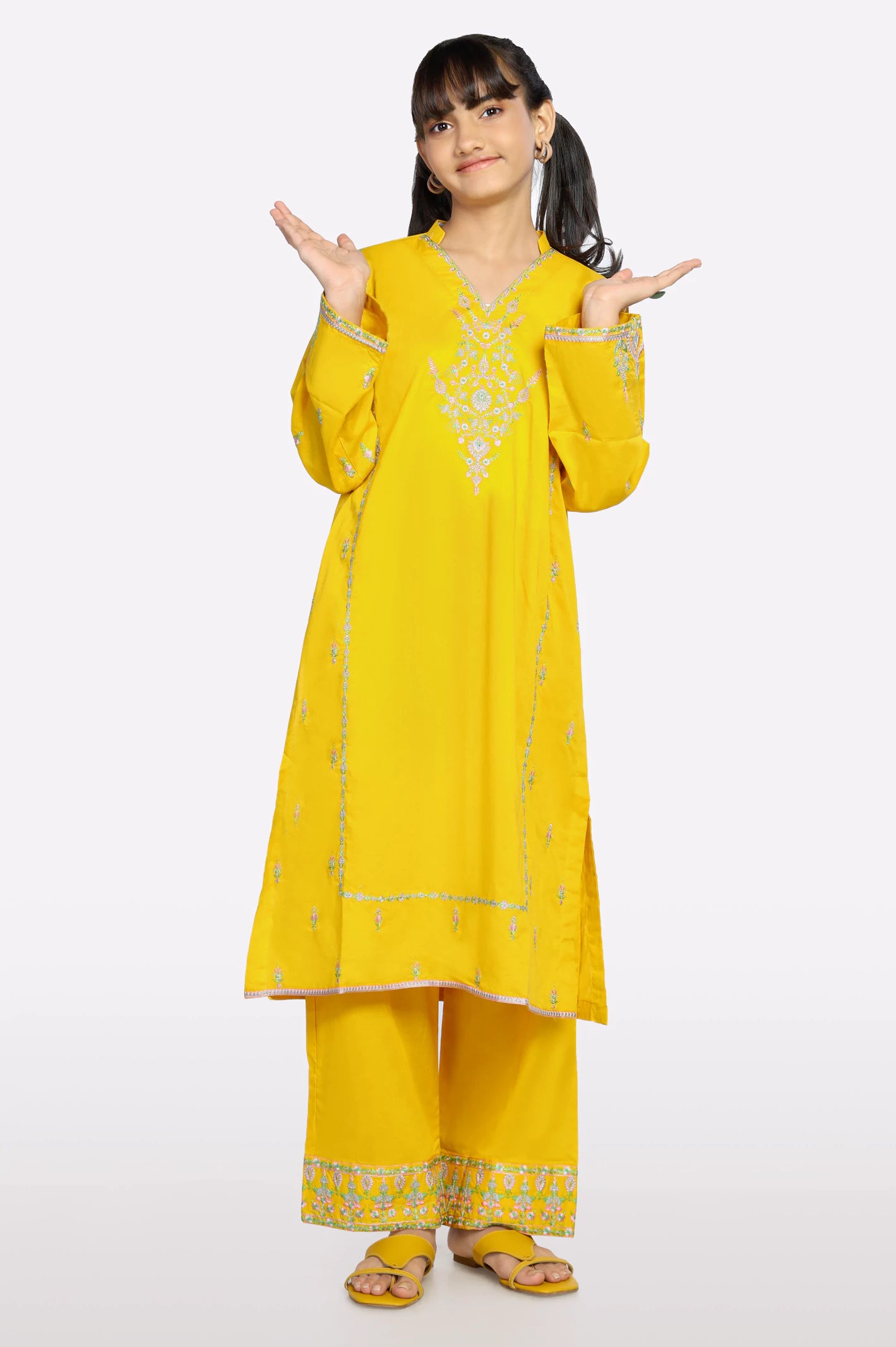 Yellow Embroidered Teens 2PC