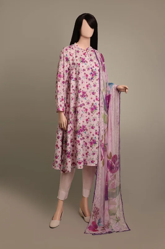 Printed Cambric Stitched 2 Piece (Shirt/Dupatta) with Chiffon Dupatta