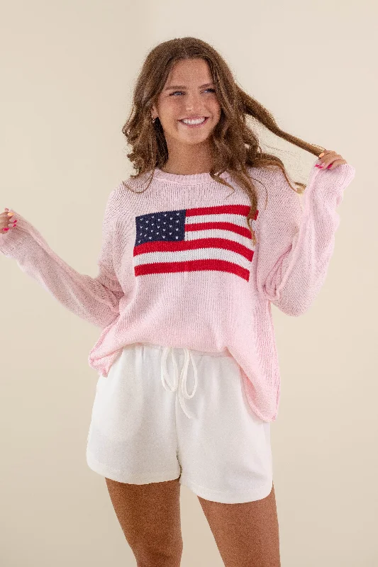 All American Sweater-Blush