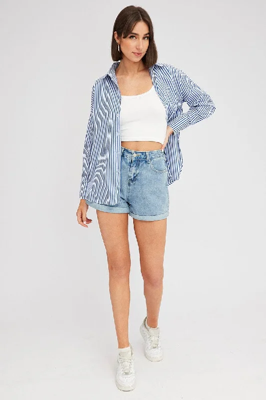 Blue Stripe Shirt Long Sleeve Stripes