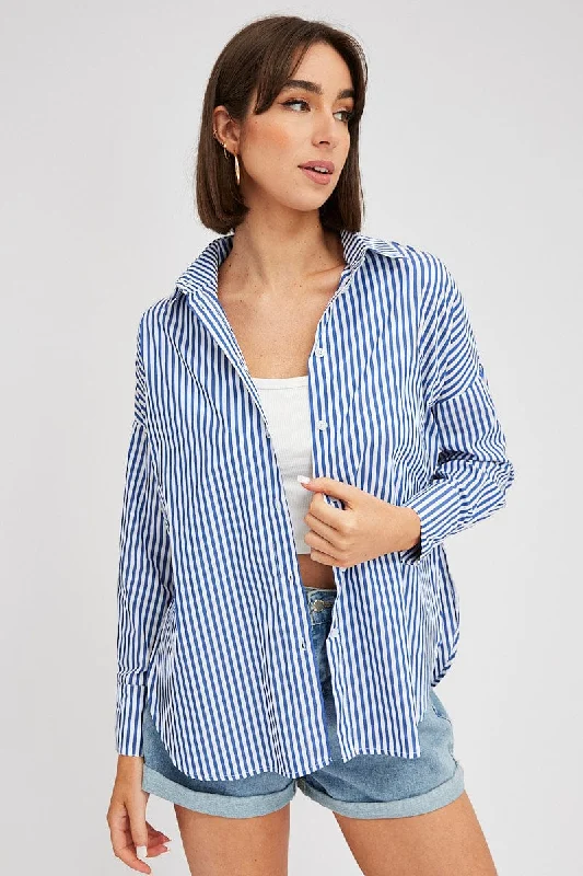 Blue Stripe Shirt Long Sleeve Stripes