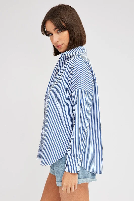 Blue Stripe Shirt Long Sleeve Stripes