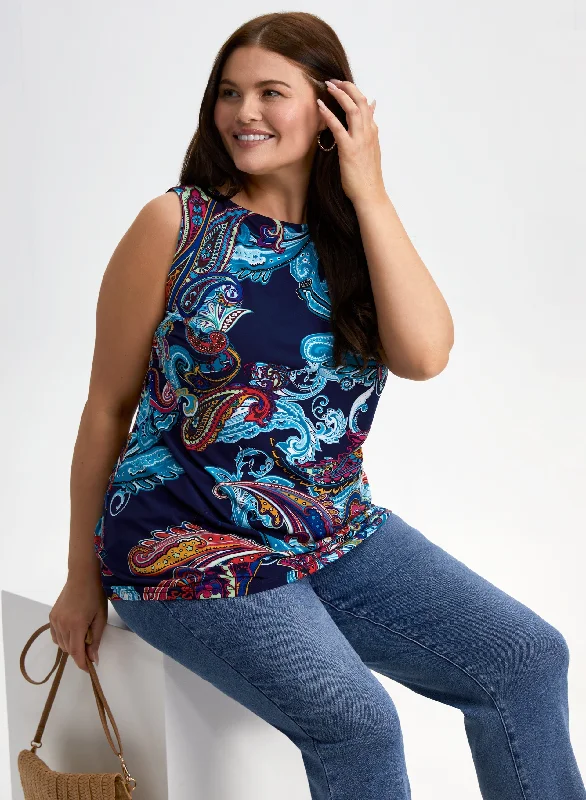 Paisley Print Sleeveless Top