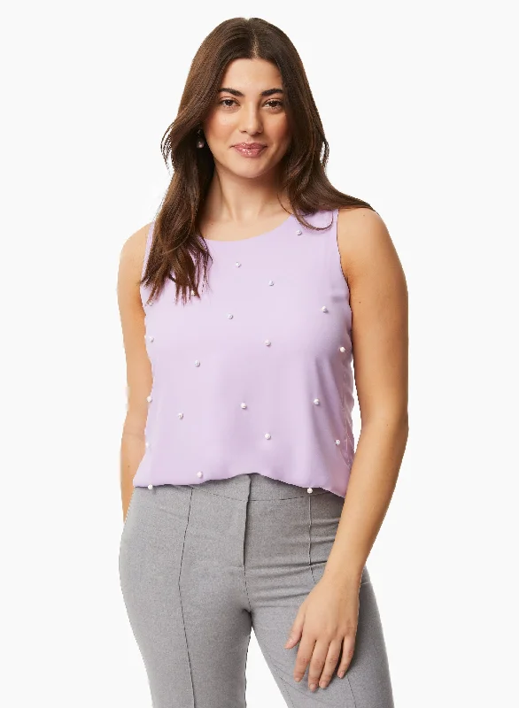 Pearl Detail Sleeveless Top