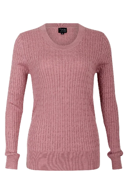 100% Merino Cable Knit Jumper | LILAC | 0826ZZ