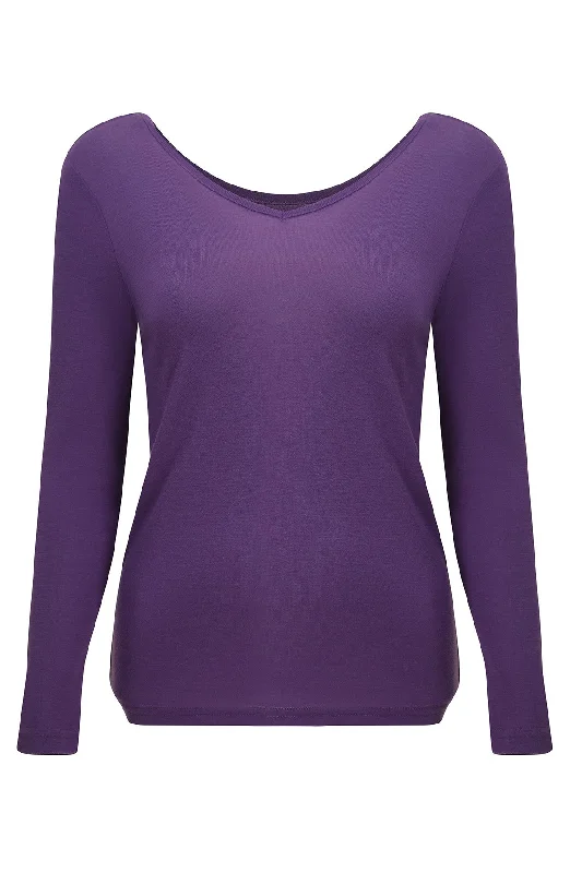 2 option neckline Merino Blend Top | AMETHYST | 6394ZR