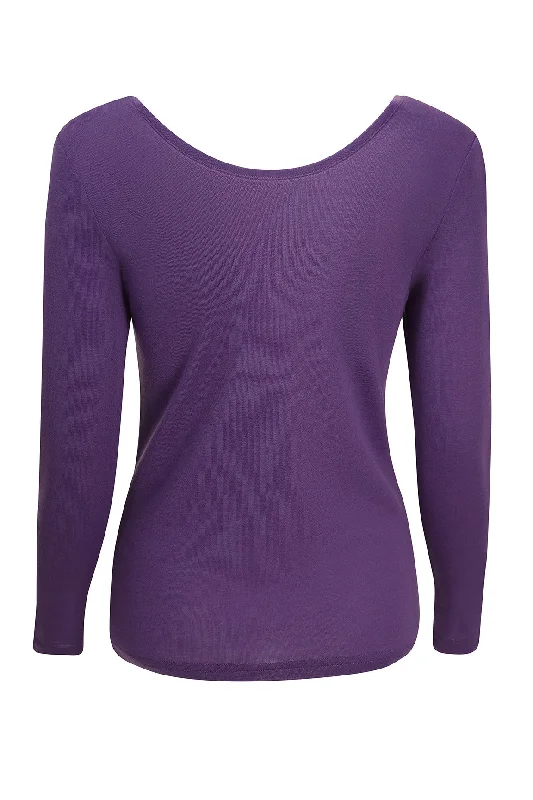 2 option neckline Merino Blend Top | AMETHYST | 6394ZR