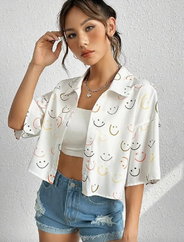 Aesthetic Shirt || Printed White Shirt || Women Clothing