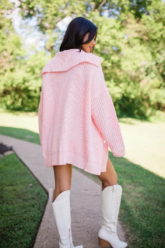 All In Theory Pink Oversized Cardigan