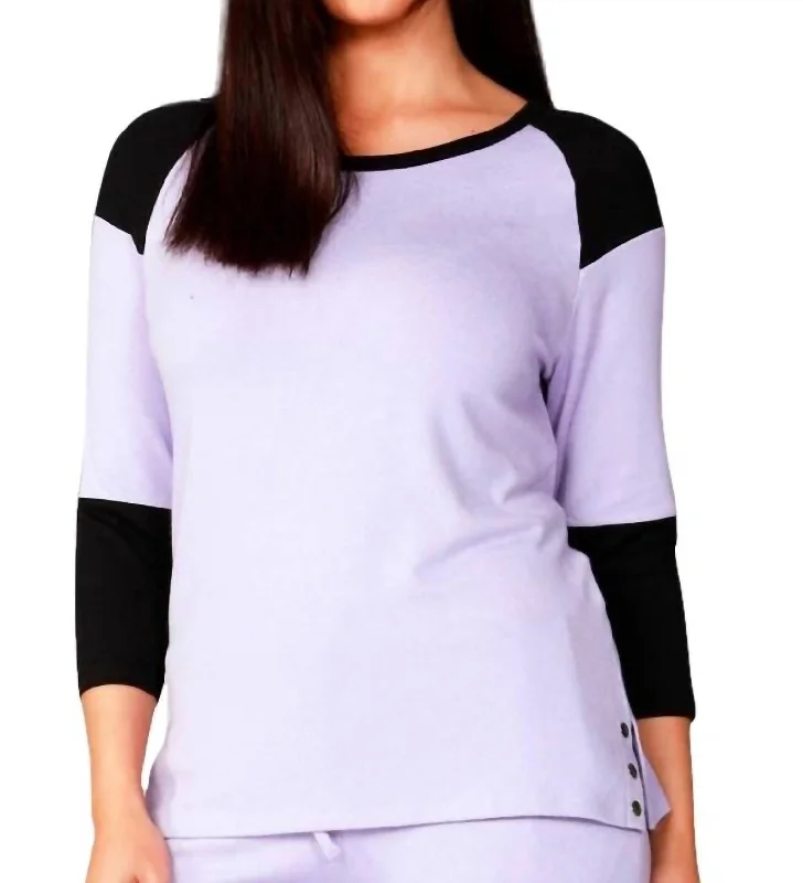 Baseball ""t"" Top In Lilac/black