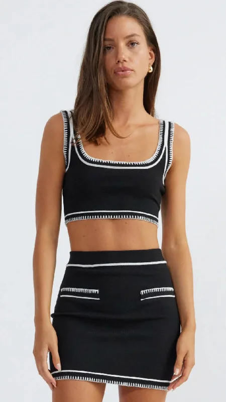 Beverly Crop Top - Black / White