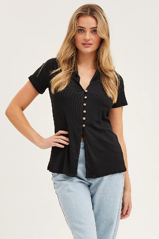 Black Button Front Shirt