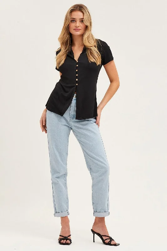 Black Button Front Shirt