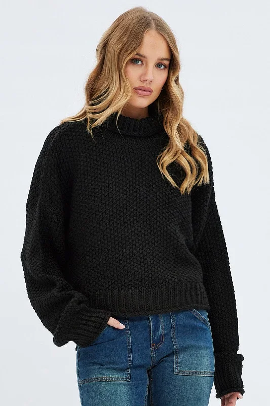 Black Knit Jumper Turtle Neck