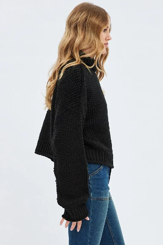 Black Knit Jumper Turtle Neck