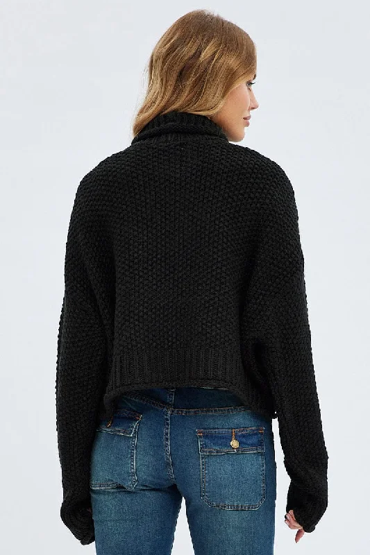 Black Knit Jumper Turtle Neck